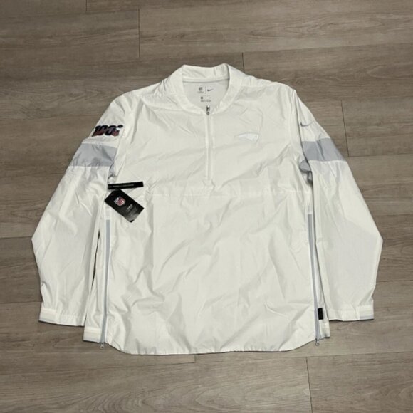 Nike New England Patriots NFL 100 Year Anniversary Sideline White Windbreaker